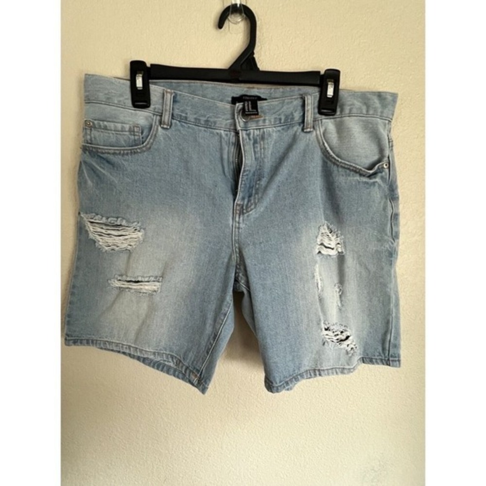 Forever 21 Premium‎ Womens Size 29 Denim High Rise Distressed Mom Shorts